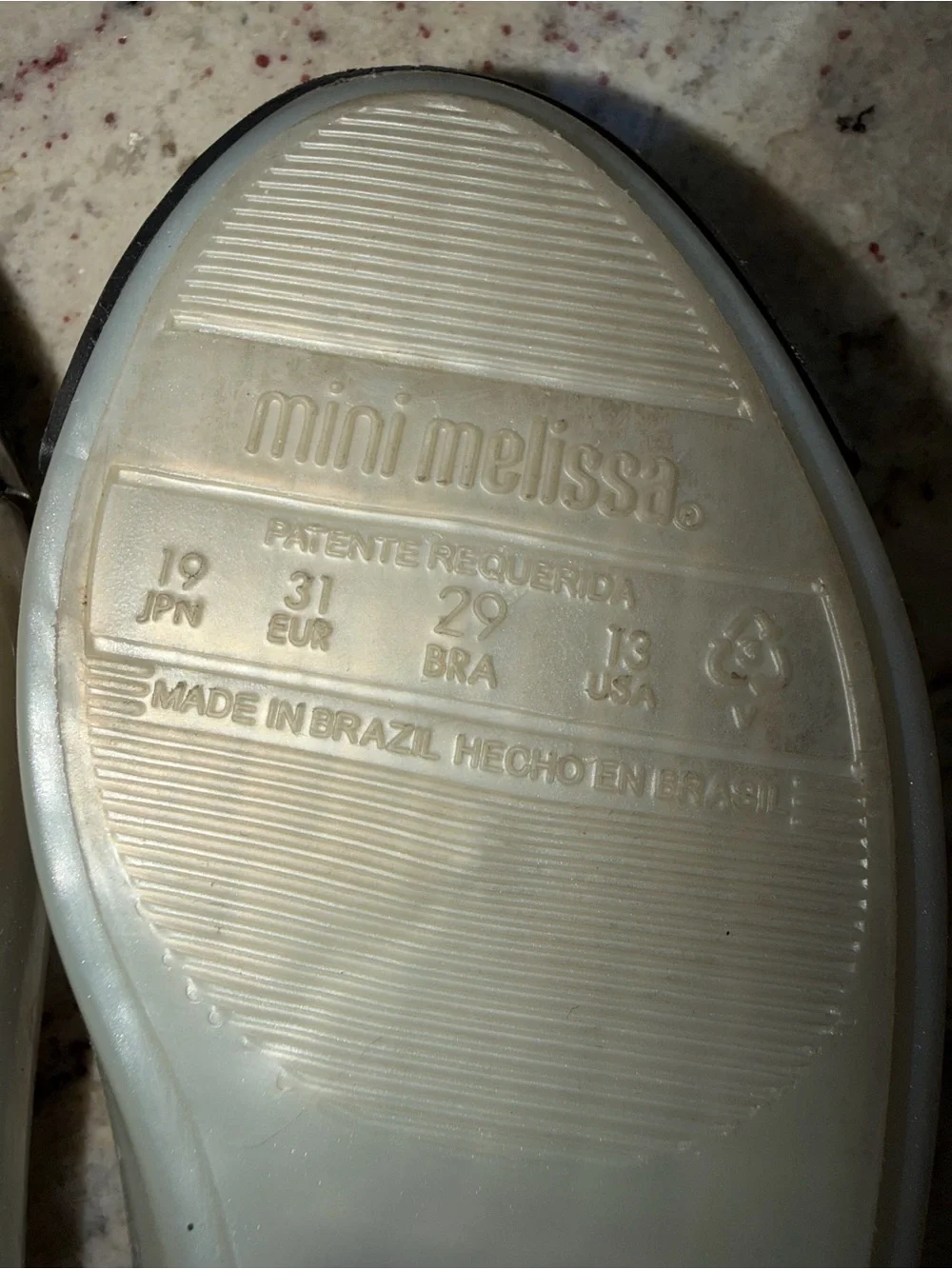 Mini Melissa Sweet Love Bow Cap-Toe Jelly Flats in Cream and Black EU 31 US 13